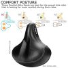 DAWAY Oversized Comfortable Bike Seat - C20 Soft Foam Padded Wide Leather Bicycle Saddle Cushion Men Women Seniors, Fit Cruiser, Spin, Exercise Bikes & Outdoor Cycling, Black