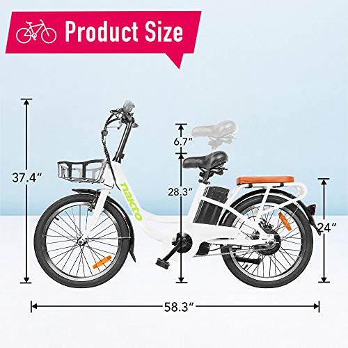 NAKTO 20" Electric Bike, Removable 36V/10Ah Lithium Battery, Max Speed 25MPH, Electric Commuter Bike with Throttle & Pedal Assist