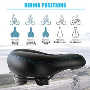 AIKATE Bike Seat, Most Comfortable Bike Saddle, Universal Replacement Bicycle Saddle, Waterproof Bicycle Seat with Extra Padded Memory Foam, Oversizes Bike Seat for Men/Women (Blue)