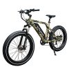 vtuvia Electric Bike 26 inch 4.0 Fat Tire with Reflective Strip 28MPH Electric Bicycles, 750w Powful Motor 48v 13ah Removable Lithium Battery 7-Speed Gear Large Frame Ebikes (Camouflage) (SN100)
