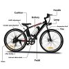 Hicient Electric Bike Electric Bicycle for Adult 26'' Electric Mountain Bike 250W Ebike 21 Speed Gear with Removable Lithium Battery and Battery Charger (Dark Black)