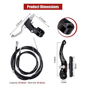 Complete Bike Brake Set, Black Front and Rear Bike MTB Hybrid Brake Inner and Outer Cables and Lever Kit Includes Callipers Levers Cables Black