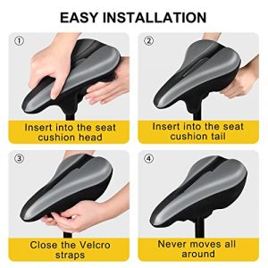 Gel Bike Seat Cover, Comfort Bike Seat Cushion Bicycle Seat Cover for Women & Men Extra Soft, Compatible with Peloton, Stationary Exercise, Cruiser Bicycle Seats or Spin Bike. (11