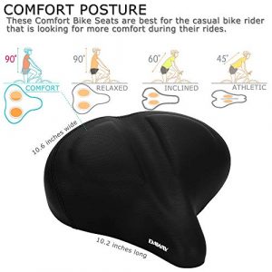 DAWAY Oversized Comfort Bike Seat - C40 Most Comfortable Extra Wide Soft Foam Padded Exercise Bicycle Saddle for Men Women Seniors, Universal Fit for Cruiser, Stationary, Spin Bikes & Outdoor Cycling