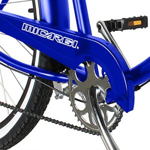 Micargi Rover Lightweight Beach Cruiser Bike for Men, Adult,24 Inch Wheels,Featuring Steel Step-Over Step Through Steel Frame, 7 Speed Coaster Brake, Hybrid Bike,Complete Cruiser Bikes, Blue
