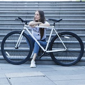 AVASTA Single-Speed Fixed Gear Urban Commuter Bike for Women and Men,Light weihgt Unisex Fixie Bike,Flat Handlebar and Flip Flop Hub City Road Bike,54 White