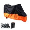 Motorcycle Cover Lance Home Motorbike Waterproof Dustproof Outdoor Cover Black&Orange for Honda Kawasaki Suzuki Yamaha Harley Davidson (XL, 245x105x125cm)