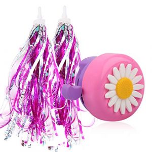 U-LIAN Kids Bike Bell and Streamers for Girls-1 Pack Bicycle Bell with 2 Pack Handlebar Streamers Scooter Tassels for Children's Bike Accessories