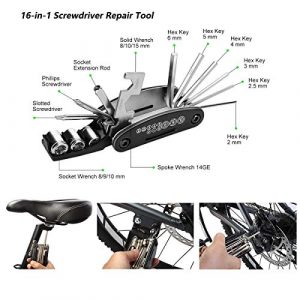LYLIN Bike Saddle Bag, Bike Bag with Bicycle Repair Kits, 16 in 1 Multi-Function Bicycle Tool Kits Self Adhesive Bike Tire Patch Repair Cycling Accessories for Mountain Road Bikes