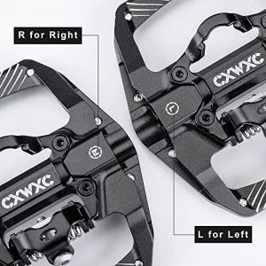 Mountain Bike Pedals Dual Function - Dual Sided Pedals Plat & SPD Clipless Pedal - 3 Sealed Bearings, 9/16” Bicycle Platform MTB Pedals (Black)