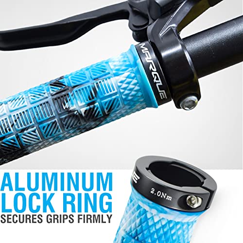 Marque Grapple Mountain Bike Handlebar Grips – Single Lock-On Ring MTB and BMX Bicycle Handle Bar with Non-Slip Grip (Glacer Blue)