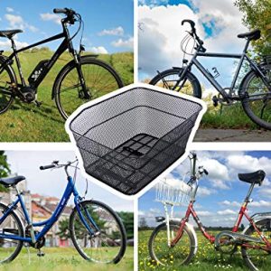 RAYMACE Rear Bike Basket with Waterproof Cover,Bicycle Cargo Rack Storage Basket Mount for Back Under Seat (Black Cover)