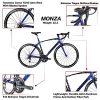 Tommaso Monza Endurance Aluminum Road Bike, Carbon Fork, Shimano Tiagra, 20 Speeds, Aero Wheels - Blue - Medium