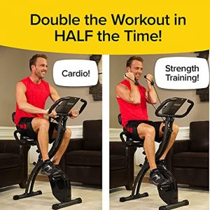 As Seen On TV Slim Cycle Stationary Bike by Bulbhead, Most Comfortable Exercise Machine, Thick, Extra-Wide Seat & Back Support Cushion, Recline or Upright Position, Twice the Results in Half the Time