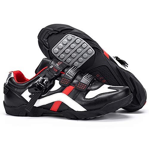 BUCKLOS MTB Cycling Shoes Men, Precise Buckle Strap Mountain Bike Shoes Sneakers fit Spinning Shoes for SPD Cleats with Unlocked Style Indoor Outdoor