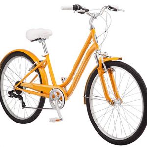 Schwinn Suburban Womens Classic Comfort Bike, 26-Inch Wheels, 7-Speed Drivetrain, 16-Inch Steel Frame, Alloy Linear Hand Brakes, Orange