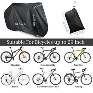 Waterproof Bike Cover 29 Inch Heavy Duty 210D Oxford Bicycle Cover with Double stitching & Heat Sealed Seams, Protection from Rain Snow Dust for Mountain Road Electric Bike Hybrid Outdoor Storage