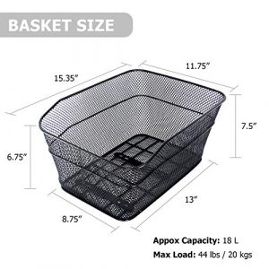 RAYMACE Rear Bike Basket with Waterproof Cover,Bicycle Cargo Rack Storage Basket Mount for Back Under Seat (Black Cover)