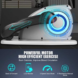 ANCHEER Remote Control Under Desk Elliptical Machine, Electric Mini Elliptical Machine with Auto & Manual Mode, Multi-Functional LCD Monitor and Large Pedal, Compact Trainer for Home (Silver)