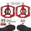 MZYRH MTB Mountain Bike Pedals 3 Bearing Flat Platform Compatible with SPD Dual Function Sealed Clipless Aluminum 9/16" Pedals with Cleats for Road (red 3 Bearings)