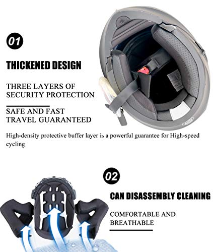 Bluetooth Integrated Motorcycle Helmets Full Face Flip up Dual Visors Modular Motorcycle Street Bike Helmet (Blue, M-22.44"-22.83")