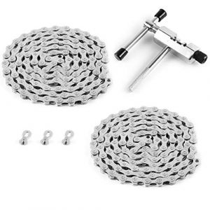 6/7/8 Speed Bike Chain Kit - Complete Bike Kit with 2 Bike Chains (1/2" x 3/32", 116 Links), 3 Extra Pairs of Master Links, and 1 Chain Rivet Extractor Compatible with Shimano, Sram, and Campagnolo