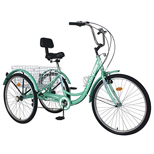 Adult Tricycles, 3 Wheel Bikes for Adults 20/24/26 inch 7 Speed Adult Trikes Bicycles Cruise Trike with Shopping Basket for Seniors, Women, Men