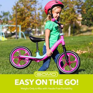 GOMO Balance Bike - Toddler Training Bike for 18 Months, 2, 3, 4 and 5 Year Old Kids - Ultra Cool Colors Push Bikes for Toddlers/No Pedal Scooter Bicycle with Footrest (Red/Grey)