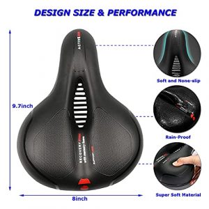 Comfortable Bike Seat Cushion for Men Women, Memory Foam Soft Waterproof Bicycle Saddle Replacement Universal for Stationary Exercise Indoor Mountain Road Bike