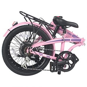Folding Bikes, 20-inch Wheels 7-Speed Portable Folding Bicycles with Rear Carry Rack, Double Disc Brake, Compact City Commuter Bike for Adults, Men, Women, Teens