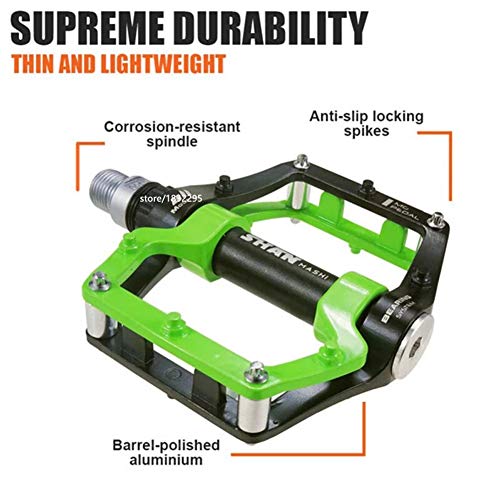 MTB Pedals Mountain Bike Pedals Aluminum Alloy Non-Slip Bike Pedals CR-MO 9/16" Spindle, Sealed Bearings Wide Pedal for MTB BMX, Black&Yellow