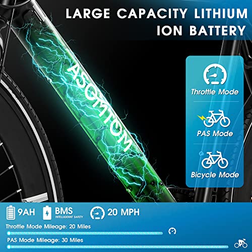 Electric Bike for Adults 27.5" Electric Bicycle with Max Speed 20MPH, Urban Ebike for Men and Women Commuter Bike with Larger LCD Display, 5 Speed PAS