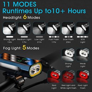 Upgrade System Super Bright 7000 Lumens LED Bike Lights Front and Back,Powerful USB Rechargeable Bicycle Headlight-20Mode up to 10+ Hours,Waterproof Bike Headlight Taillight for Cycling Road Mountain