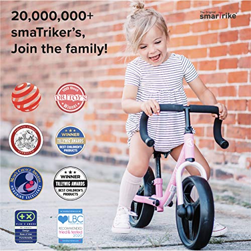 smarTrike Folding Adjustable Kids Balance Bike with Protective Elbow & Knee Pads Included - Bicycle for Toddlers Boys & Girls Ages 2-5 Years Old
