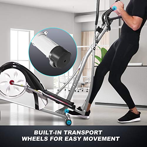 ANCHEER Elliptical Machine for Home Use, Elliptical Training Machines with 8 Level Magnetic Resistance, Pulse Rate Grips, LCD Monitor, Smooth Quiet Driven Cardio Cross Trainer, 350Lbs Weight Capacity