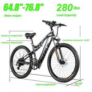 PASELEC Electric Bikes for Adult, Electric Mountain Bike, E-Bike Moped with 48V 13ah Lithium Battery, 500W Professional E-MTB (Grey)
