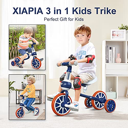 3 in 1 Kids Tricycles Gift for 2 Years Old Boys Girls with Detachable Pedal and Training Wheels，Baby Balance Bike Trikes Riding Toys for Toddler（Adjustable Seat）