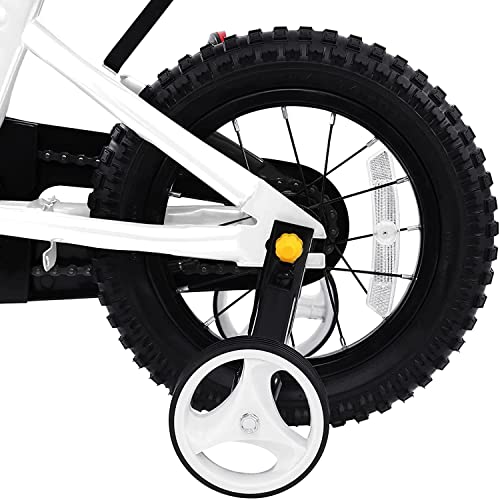 MuGuang 14" Kids Bicycles with Training Wheels Freestyle BMX Bicycle 14 Inch Children's Bicycle for Age 3-8 Years Boys Girls with Bottle and Holder (White)