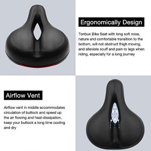 Comfort Bike Seat - Silicone Waterproof Sturdy Shock-Absorbing Mountains and Cities Bicycle Saddle Taillight Reflective Strip with Double Shock Absorber Ball Saddle ，Universal fit Saddle