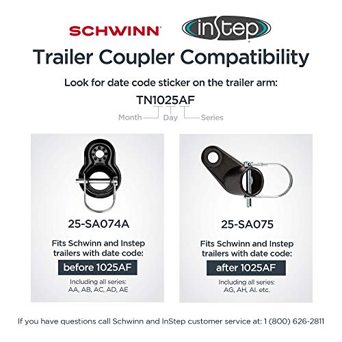 Coupler Attachments for Instep and Schwinn Bike Trailers, Angled Coupler for a Wide Range of Bicycle Sizes, Models, and Styles , Black