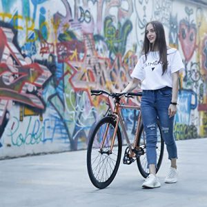 AVASTA Single-Speed Fixed Gear Urban Commuter Bike for Women and Men,Light weihgt Unisex Fixie Bike,Flat Handlebar and Flip Flop Hub City Road Bike,58 Orange