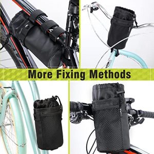 COFIT Bike Bottle Holder with Mesh Front Pocket, Large Capacity Bike Cup Holder for Cruiser, Mountain Bike, Road Bike, Scooter, Wheelchair
