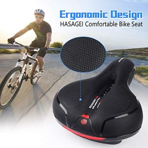 Pioneeryao Bike Seat Comfort Memory Foam Waterproof Bike Cushion with Dual Shock Absorbing Balls Bicycle Seat with Reflective Tape Universal Fit for Exercise and Outdoors (Red-1)