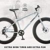 Mongoose Malus Adult Fat Tire Mountain Bike, 26-Inch Wheels, 7-Speed, Twist Shifters, Steel Frame, Mechanical Disc Brakes, Silver/Black