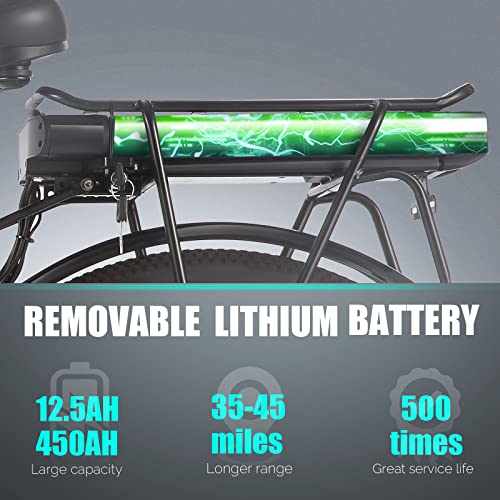 ANCHEER 26" Aluminum Electric Bike, Adults Electric Commuting Bicycle with Removable 12.5Ah Battery, Professional Derailleur with 6 Speed City Ebike