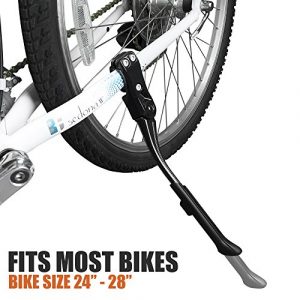 BV Bike Kickstand - Alloy Adjustable Height Rear Side Bicycle Kick Stand, for 24" - 29" Mountain Bike/ Road Bike/ BMX/ MTB (Black)