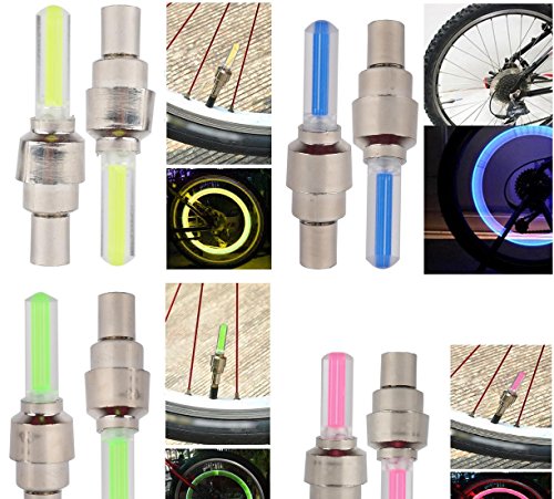 Dkiigame 10 Pack of Led Flash Tyre Wheel Valve Cap Light for Car Bike Bicycle Motorbicycle Wheel Light Tire (2 x Red, 2 x Yellow, 2 x Blue, 2 x Green, 2 x Colorful)