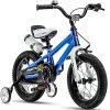 RoyalBaby Kids Bike Boys Girls Freestyle BMX Bicycle with Training Wheels Gifts for Children Bikes 14 Inch Blue