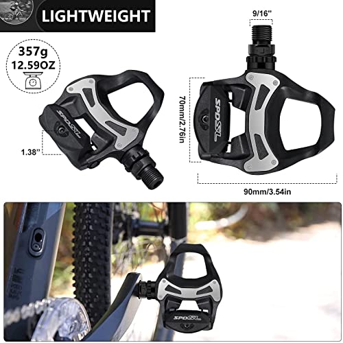 WYBENZ Road Bike Pedals Compatible with Shimnao SPD Speed-Sl Clipless Pedals Adjustable Wide Platform Waterproof Bicycle Pedals for Shimnao 105 SM-SH System Shoes Fitness Peloton Spin Bike