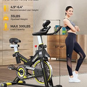 pooboo Indoor Cycling Bike, Belt Drive Indoor Exercise Bike Stationary LCD Monitor with Ipad Mount ＆Comfortable Seat Cushion for Home Cardio Workout Cycle Bike Training